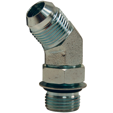 45° Male SAE O-ring Boss® x Male JIC Zinc Plated Steel Elbow